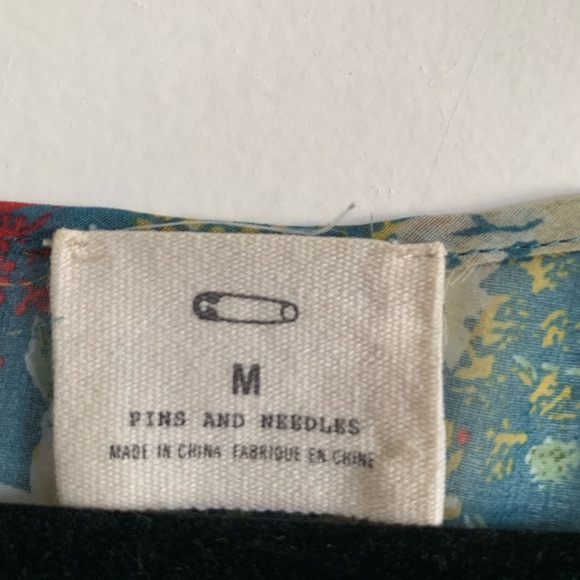 Urban Outfitters Pins and Needles Teal Floral Sheer Blouse size Medium EUC - Picture 4 of 5